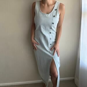 Vintage 90's Margo's Sport Denim Midi Dress grunge rocker biker retro coastal